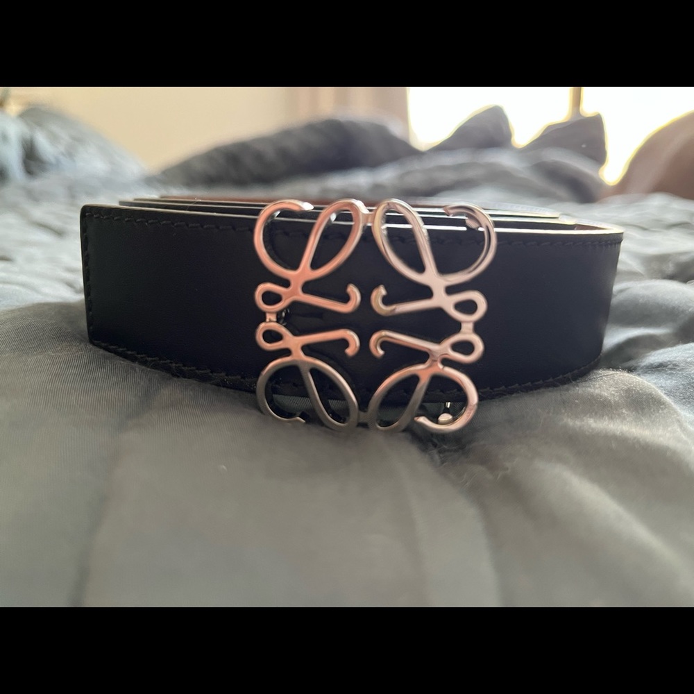 Loewe Anagram black/tan reversible belt sz 100